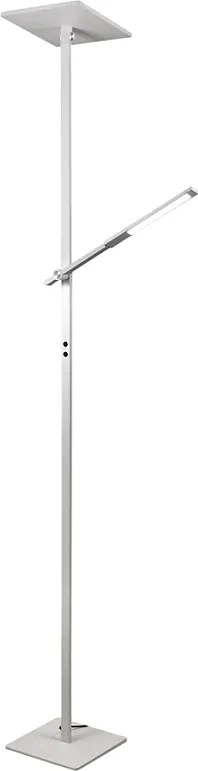 Ideal - Biała metalowa lampa stojąca LED wys. 180 cm Fabas Luce - 2 lampy 40 W i 8 W ze zintegrowaną diodą LED 3000 K
