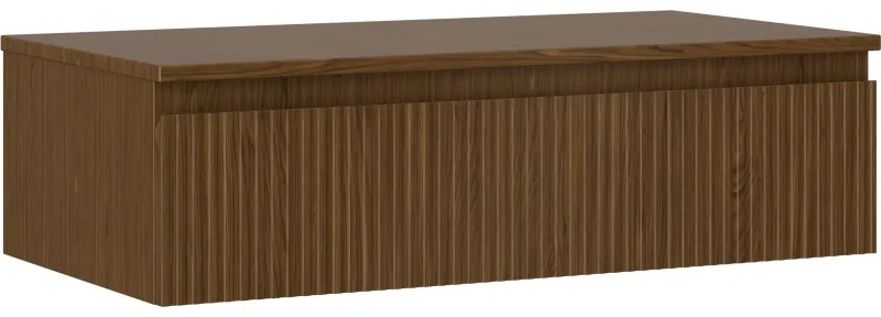 Mexen Rivel szafka łazienkowa podumywalkowa 90 cm z blatem, 1 szuflada, ryflowana , orzech - 91A20-09023-1-BFC86