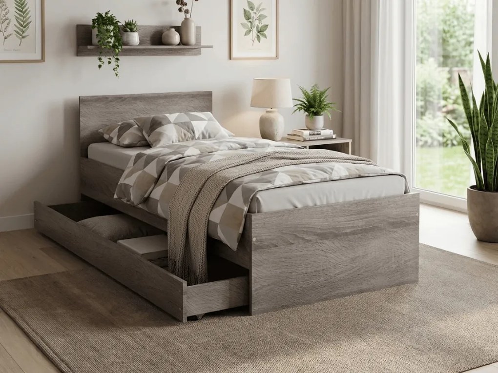 Łóżko ELISA 90 x 200 cm, dąb truflowy Stelaż: Bez stelaża, Materac: Materac Coco Maxi 20 cm