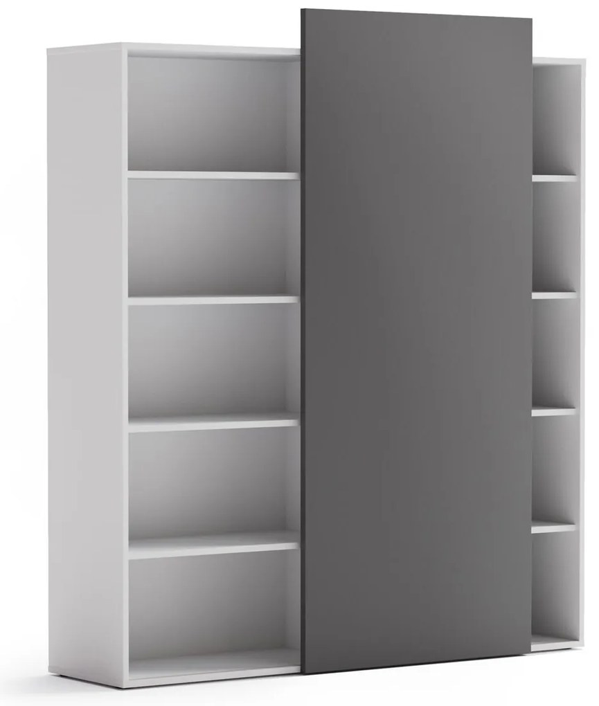 PLAN Regał biurowy wysoki BLOCK, 1600 x 400 x 1748, Biały / grafitowy