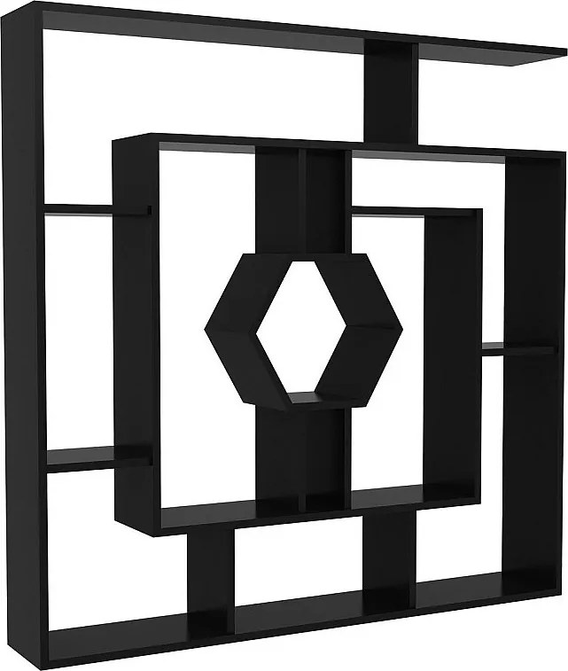 Nowoczesny, czarny regał, 134 x 134 x 22 cm | Płyta wiórowa pokryta melaminą, grubość 18 mm | Stylowe rozwiązanie do przechowywania przedmio