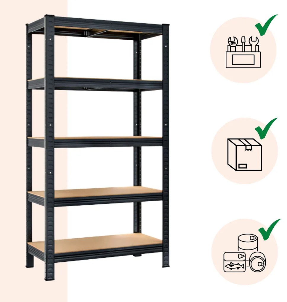 Regał o dużej nośności HEAVY, maks. 875kg, 90x40x180cm, czarny Jurhan