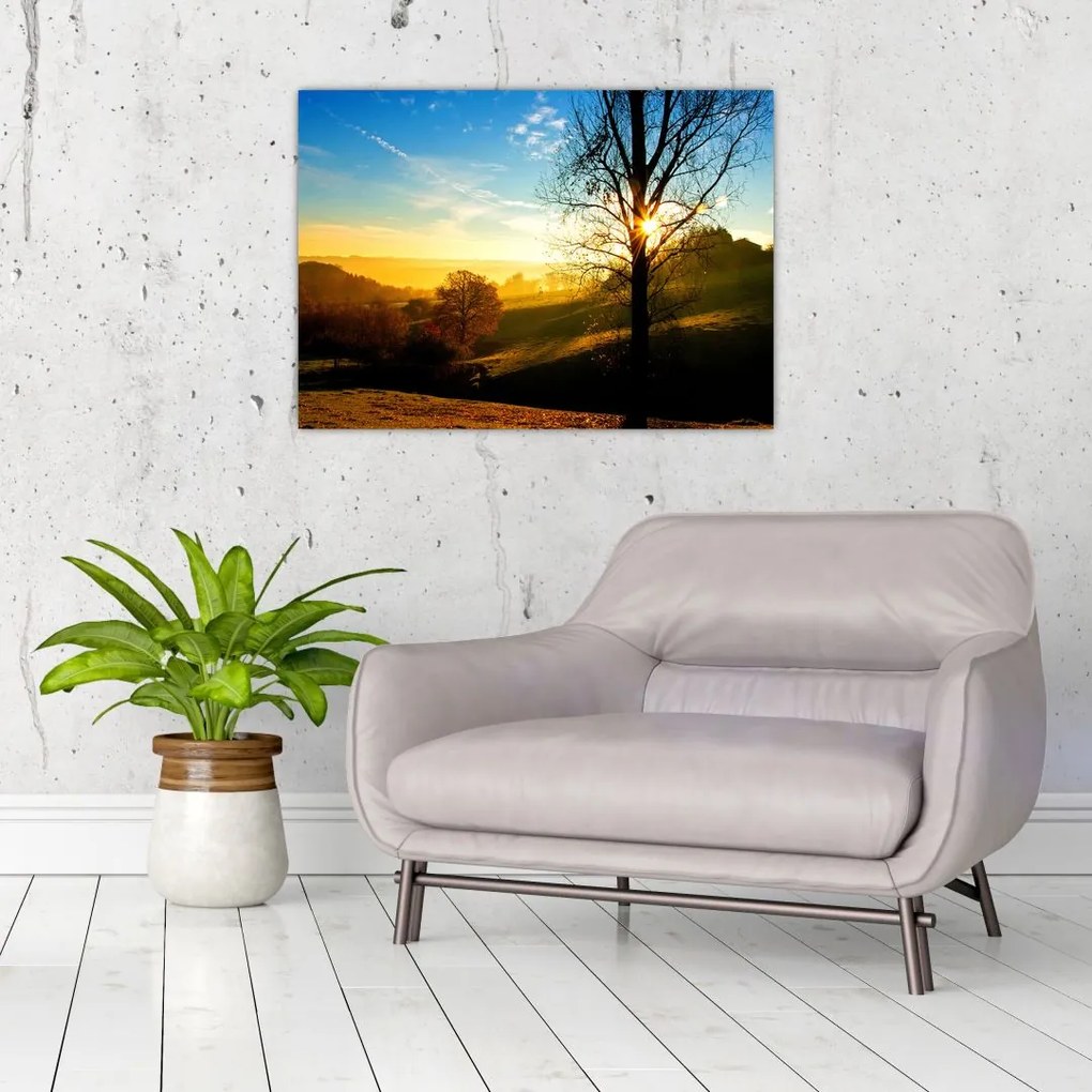 Obraz na szkle- wschód słońca (70x50 cm)