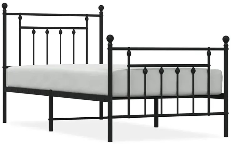 Czarne metalowe łóżko jednoosobowe 100x190cm - Ringo