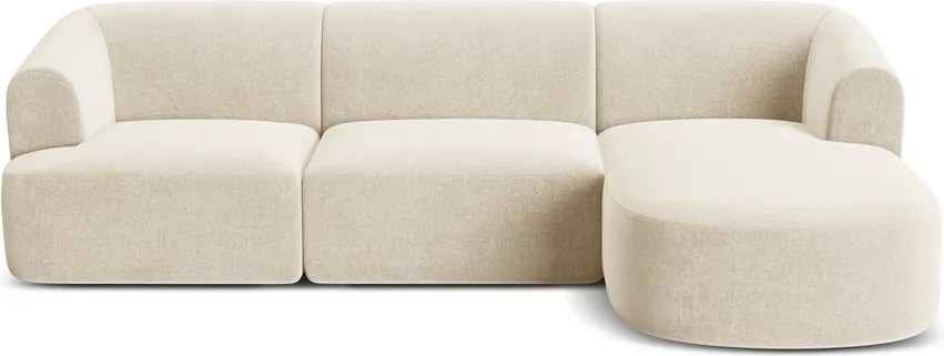 Beżowy aksamitny narożnik (prawostronny/z szezlongiem) Campi – Cosmopolitan Design