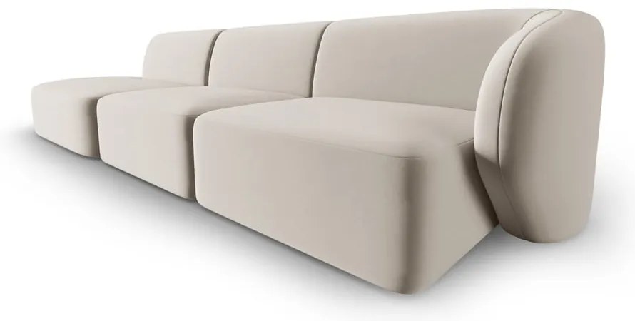 Beżowa aksamitna sofa prawostronna 311 cm Paolo – Milo Casa