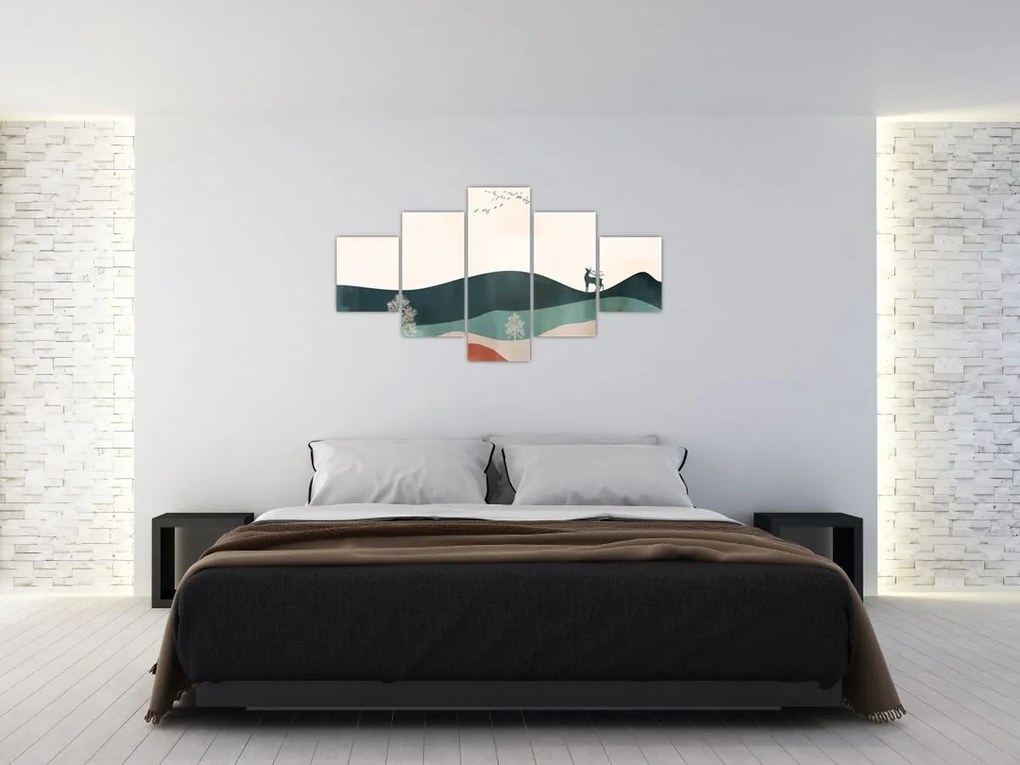Obraz - Ilustrowany krajobraz (125x70 cm)