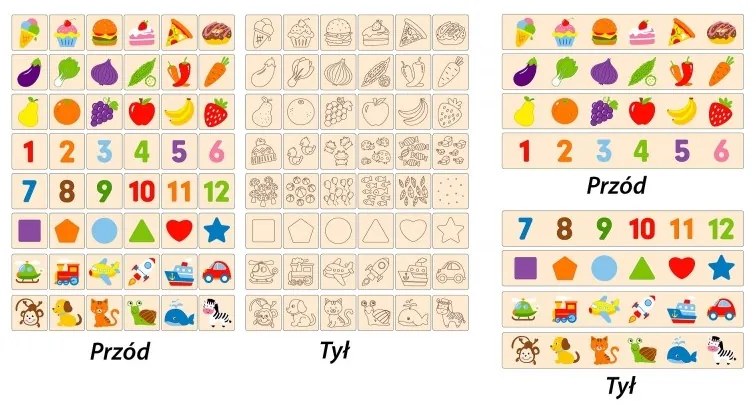 Viga drewniany edukacyjny sorter gra zwierzątka owoce warzywa montessori