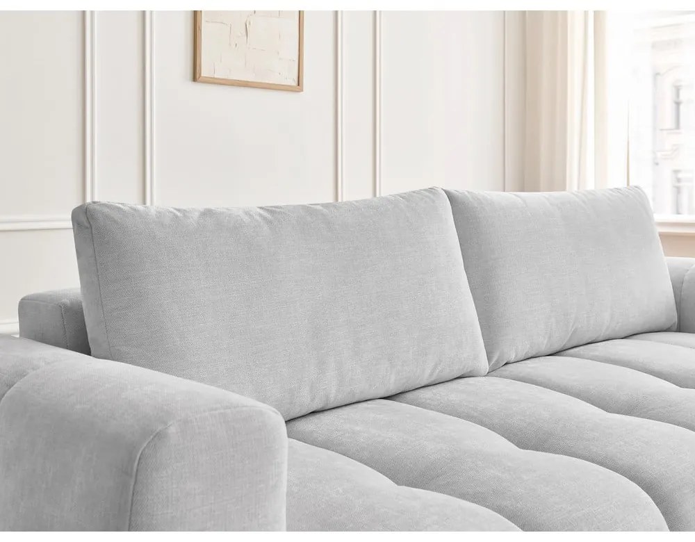 Jasnoszara rozkładana/ze schowkiem sofa 251 cm Fuji – Bobochic Paris
