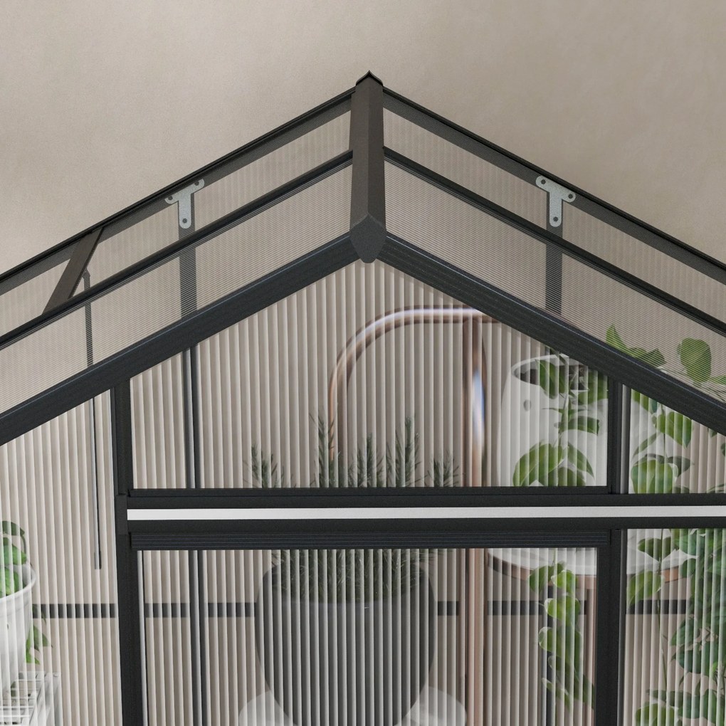 Outsunny Szklarnia z Aluminium Czarna 131x192x203cm | Aosom PL