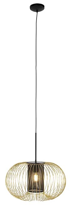 Designerska lampa wisząca złota z czarnym 50 cm - MarnieDesignerski Oswietlenie wewnetrzne