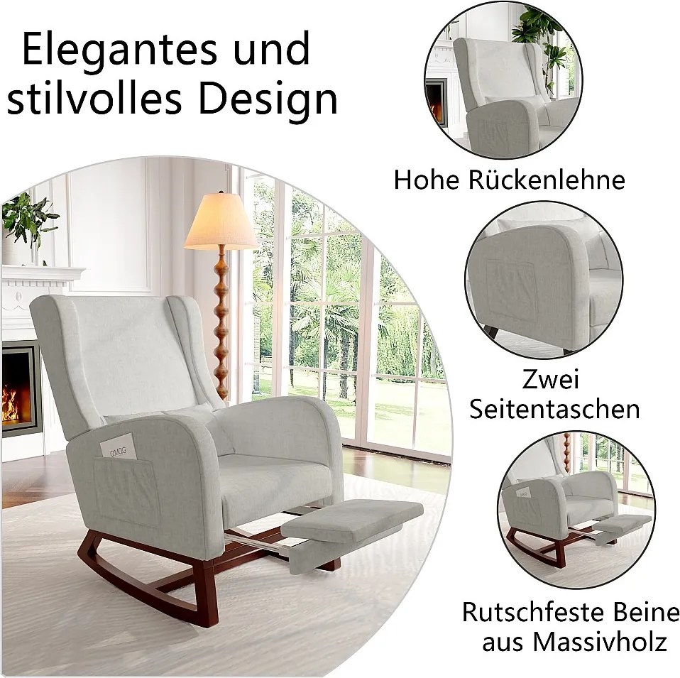 Fotel bujany, Fotel bujany - Fotel z chowanymi nogami - Szary