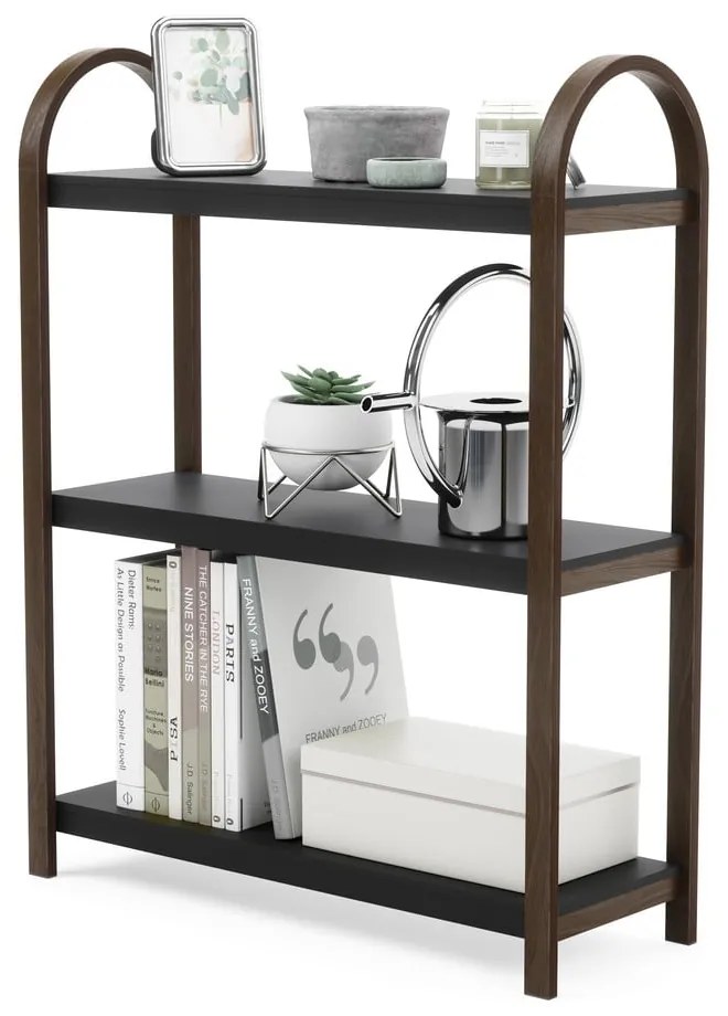 Czarny regał w dekorze orzecha 72x90 cm Bellwood – Umbra