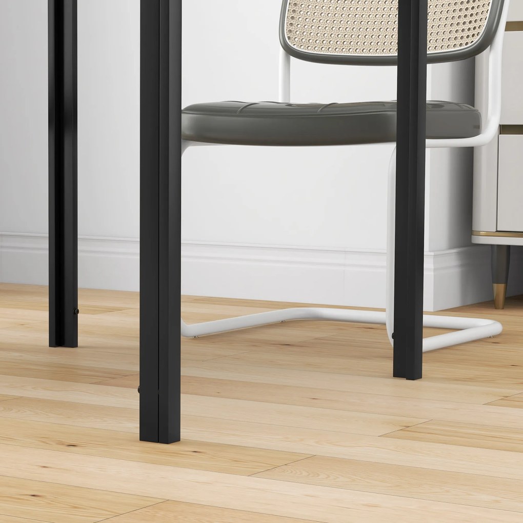 HOMCOM Kwadratowy stół jadalniany dla 4 osób, blat z hartowanego szkła, do kuchni i jadalni, 75 x 75 x 75 cm, Czarny