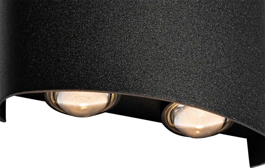 Lampa ścienna zewnętrzna czarna z LED 4-światła IP54 - Silly