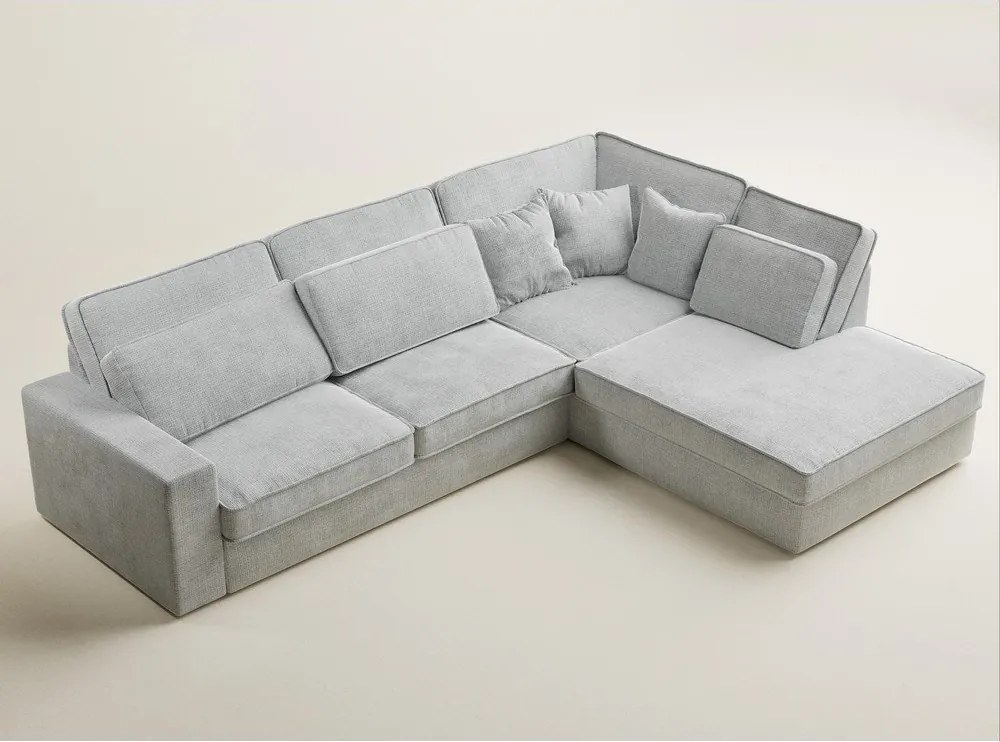 Jasnoszary narożnik z tkaniny szenilowej (prawostronny/w kształcie litery L) Kirou – Maison de Rêve