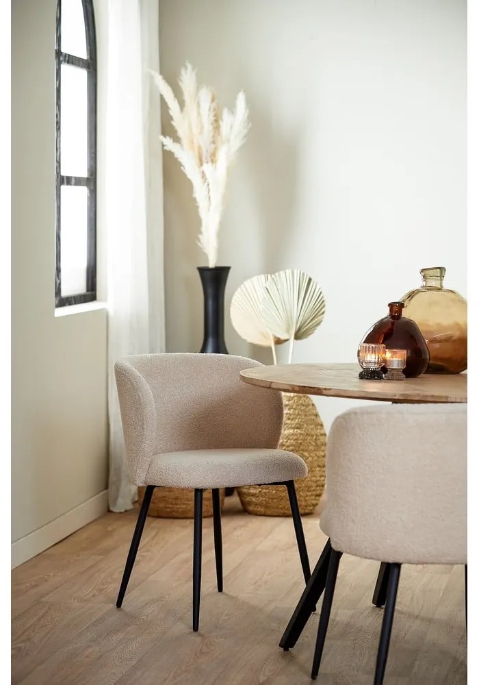 Beżowy tapicerowany fotel jadalniany Elyna – Light &amp; Living