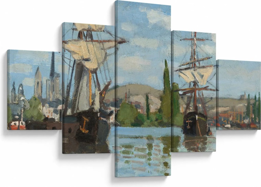 Obraz - Claude Monet, Ships Riding on the Seine at Rouen, reprodukcje (125x70 cm)