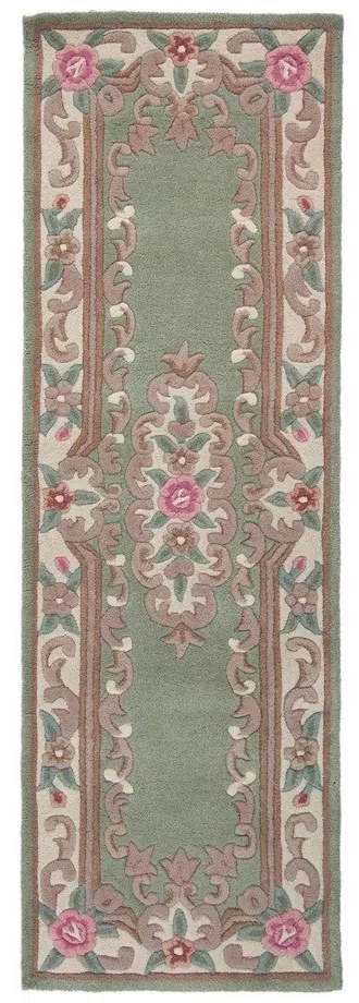 Zielony wełniany chodnik Flair Rugs Aubusson, 67x210 cm