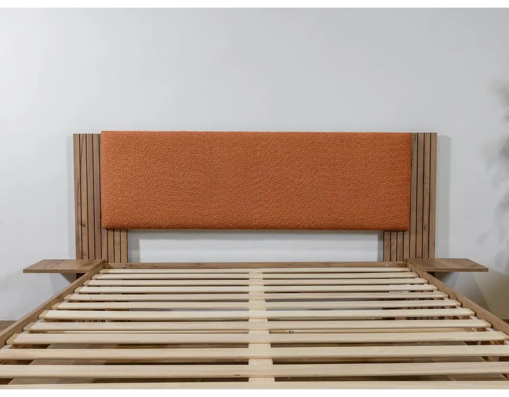 Pomarańczowe łóżko dwuosobowe ze stelażem 140x190 cm Lior – Bobochic Paris