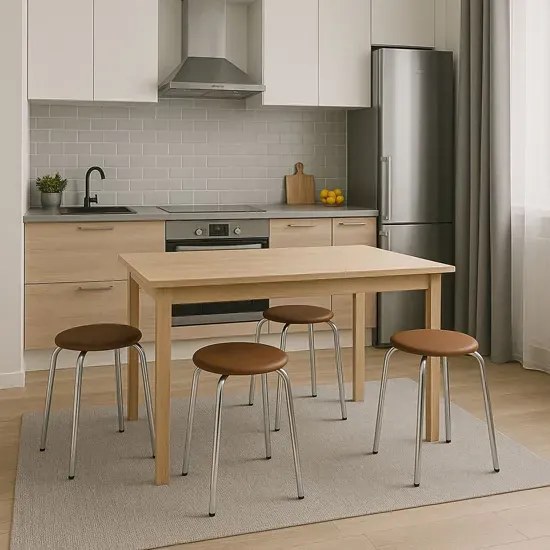 Brązowy Taboret Tapicerowany Kuchenny B3-L25