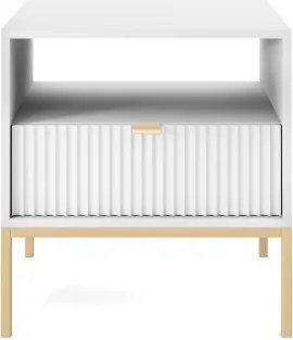 NAYA Stolik nocny S 54 biały | złoty stelaż