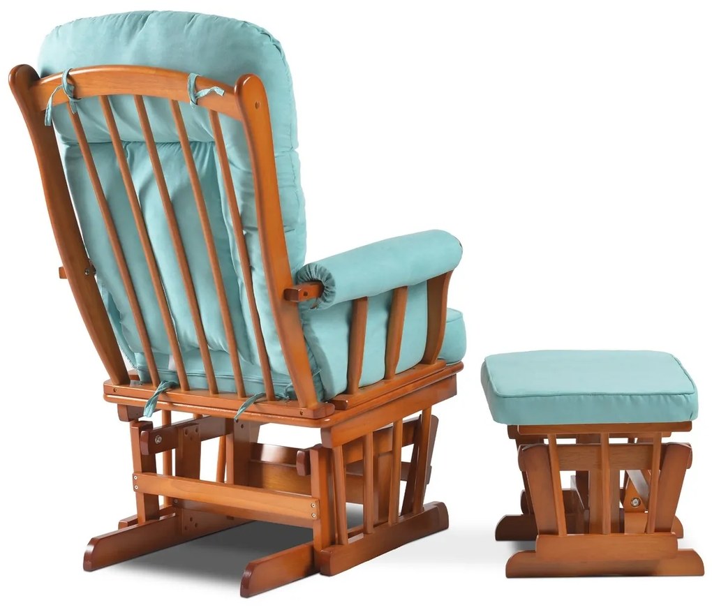 Fotel bujany z podnóżką 20455 OAK, turkusowy