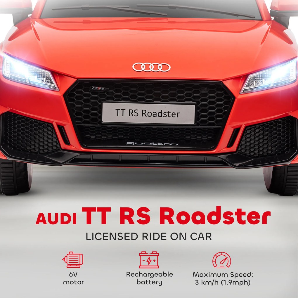 HOMCOM Elektryczne Autko dla Dzieci 12V z Pilotem 2,4G, Muzyką, Klaksonem, Pojazd z Oświetleniem LED, Port USB/MP3, Funkcją Do Tyłu, dla Dzieci 3-5 Lat, Czerwony