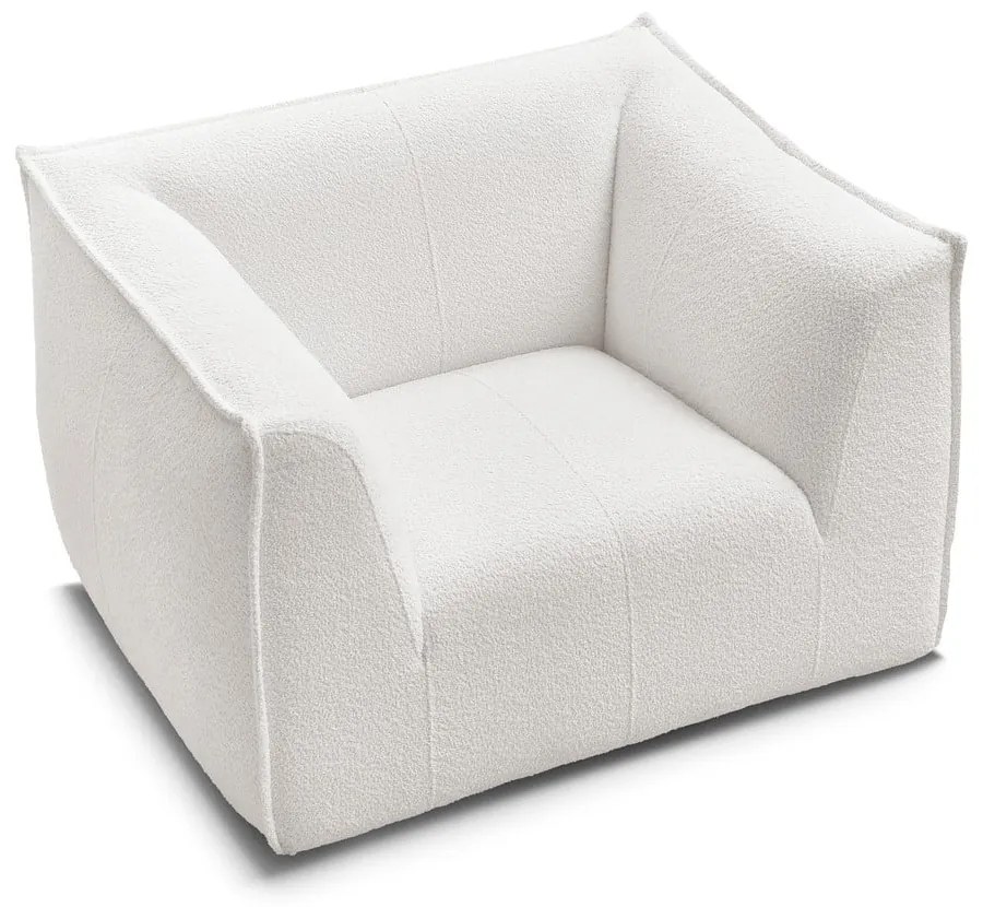 Biały fotel z materiału bouclé Giorgia – Bobochic Paris