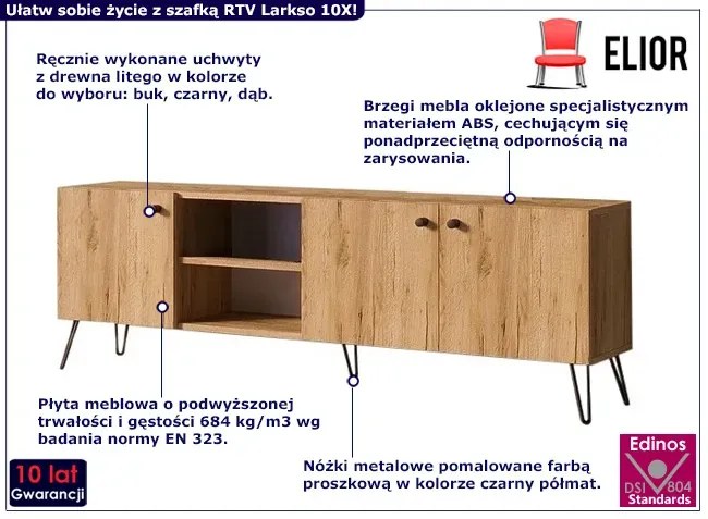 Szafka RTV w stylu loft dąb craft - Zorina 10X