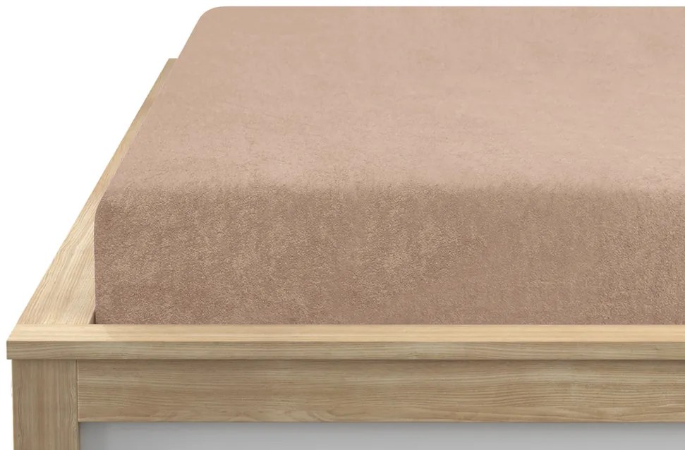 PrzytulneMieszkanie.pl Frotte prześcieradło jasnobrązowe 140 x 200 cm