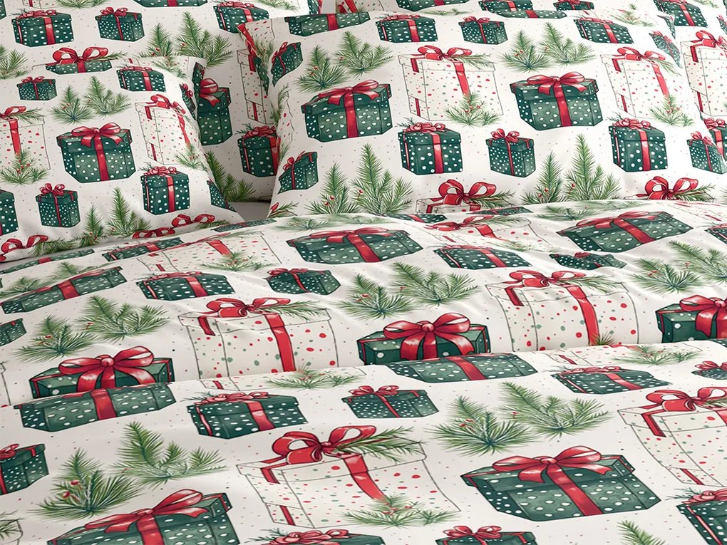 PrzytulneMieszkanie.pl PrzytulneMieszkanie.pl Bawełniana pościel CHRISTMAS PRESENT kremowa Rozmiar pościeli: 70 x 90 cm | 140 x 200 cm