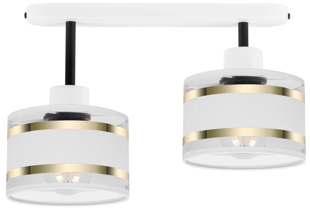 Lampa sufitowa biała dwupunktowy spot z białymi abażurami T-3306WE-WEW