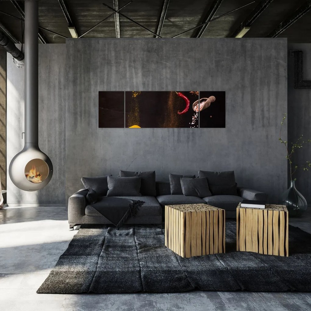 Obraz - Przyprawy w ruchu (170x50 cm)
