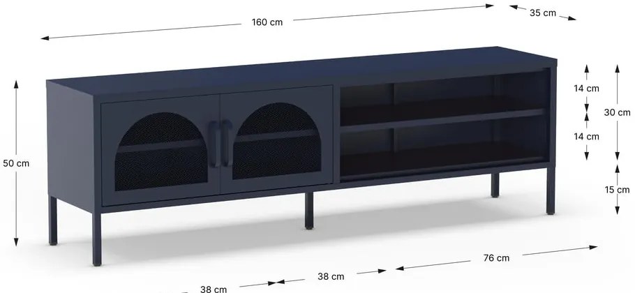 Ciemnoniebieska szafka pod TV 160x50 cm Diora – Marckeric