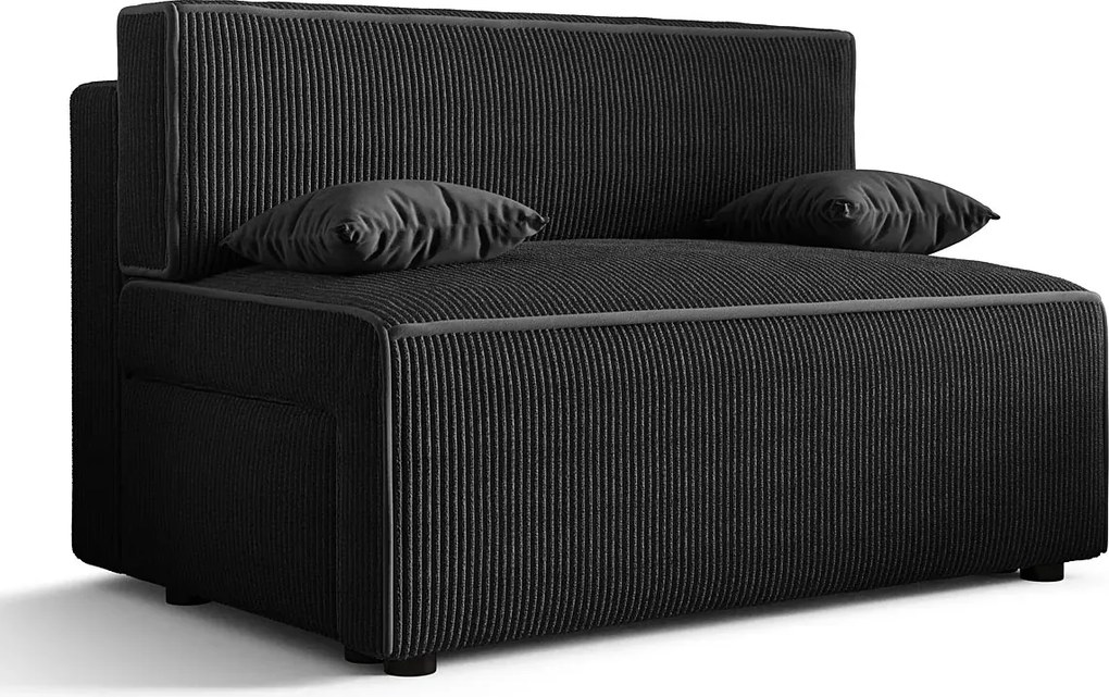 Czarna tapicerowana sofa z funkcją spania E3-B38