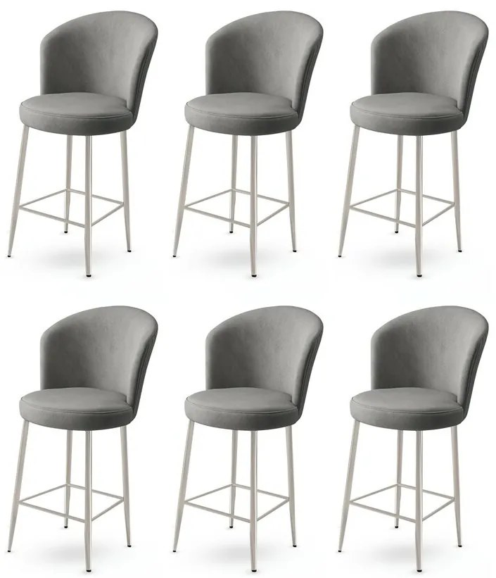 Zestaw krzeseł barowych Alte Grey and Chrome, 6szt., 6 szt.
