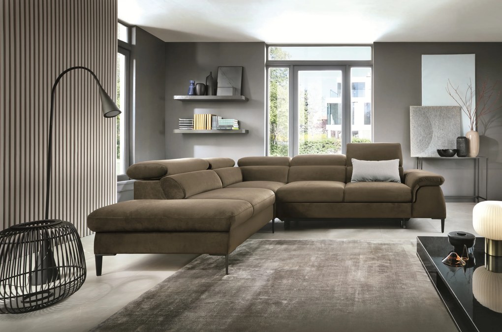 Masseno Narożnik MESTO z funkcją spania i pojemnikiem na pościel Narozniki L, Rozkładana sofa - Zielony, VOGUE 10