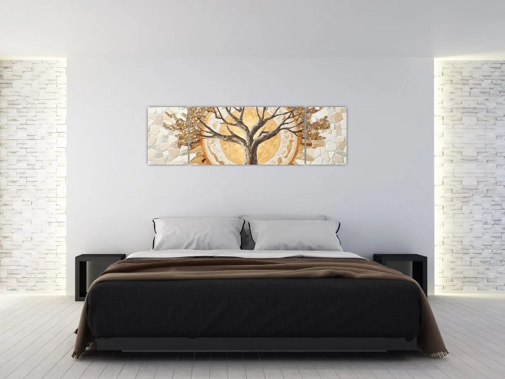 Obraz – Złote drzewo życia w mozaice (170x50 cm)