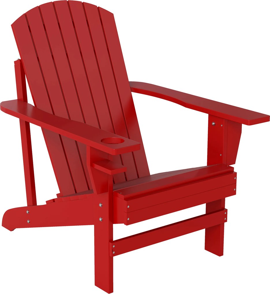 Outsunny Fotel ogrodowy Andirondack Krzesło ogrodowe Krzesło na zewnątrz, 72 cm x 97 cm x 92 cm, Czerwony