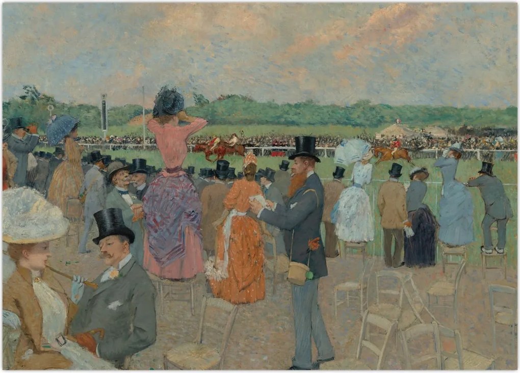 Obraz na szkle - Jean-Louis Forain, The Races at Longchamp, reprodukcje (70x50 cm)