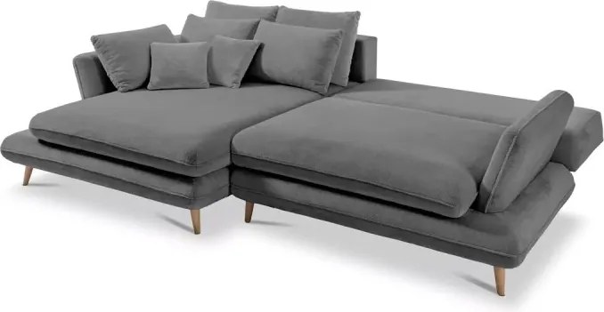 Narożnik MONTE Lewostronny z funkcją spania, pojemnikiem i poduszkami, Sorriso 04 Szary WERSAL