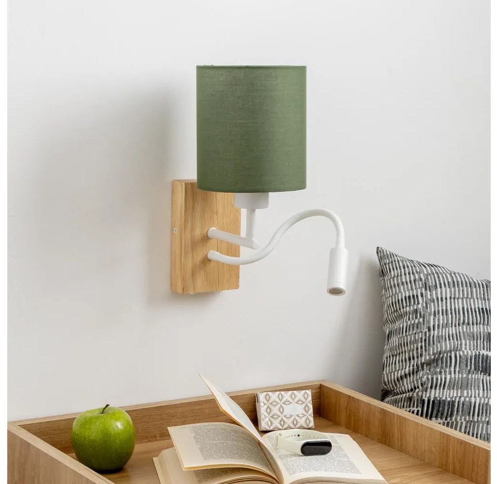 Brilagi - LED Kinkiet NUBILA WOOD 1xE27/25W/230V + LED/3W dąb/zielony