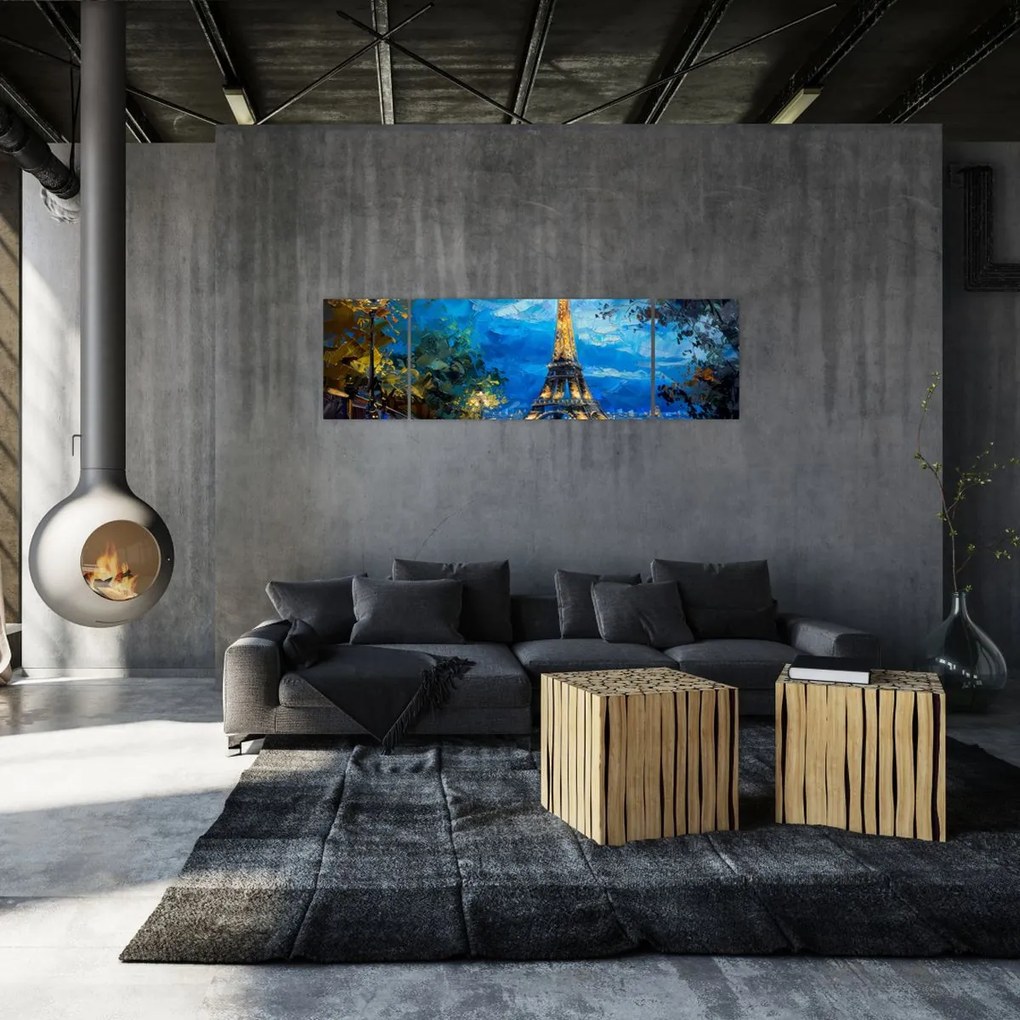 Obraz - Obraz olejny przedstawiający wieżę Eiffla (170x50 cm)