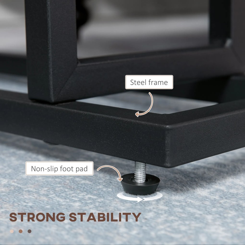 HOMCOM Stolik pomocniczy, stolik nocny, smukła konstrukcja, z kieszenią na materiały, stal, ciemnobrązowy+czarny, 49 x 19 x 55 cm