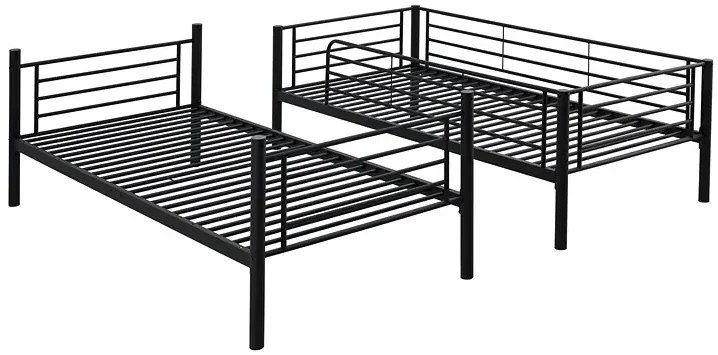 Czarne metalowe łóżko piętrowe młodzieżowe 90x200 D2-D21