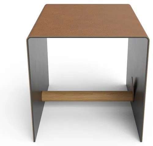 Czarno-naturalny metalowy/ze skóry ekologicznej pojemnik dekoracyjny 32x38x31 cm Bull – LIND DNA