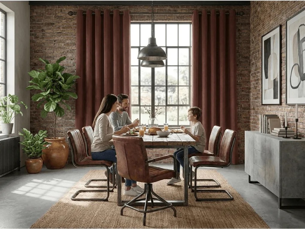 Zasłona zaciemniająca NEREO 140x250 cm, brązowa Zawieszanie: Metalowe pierścienie