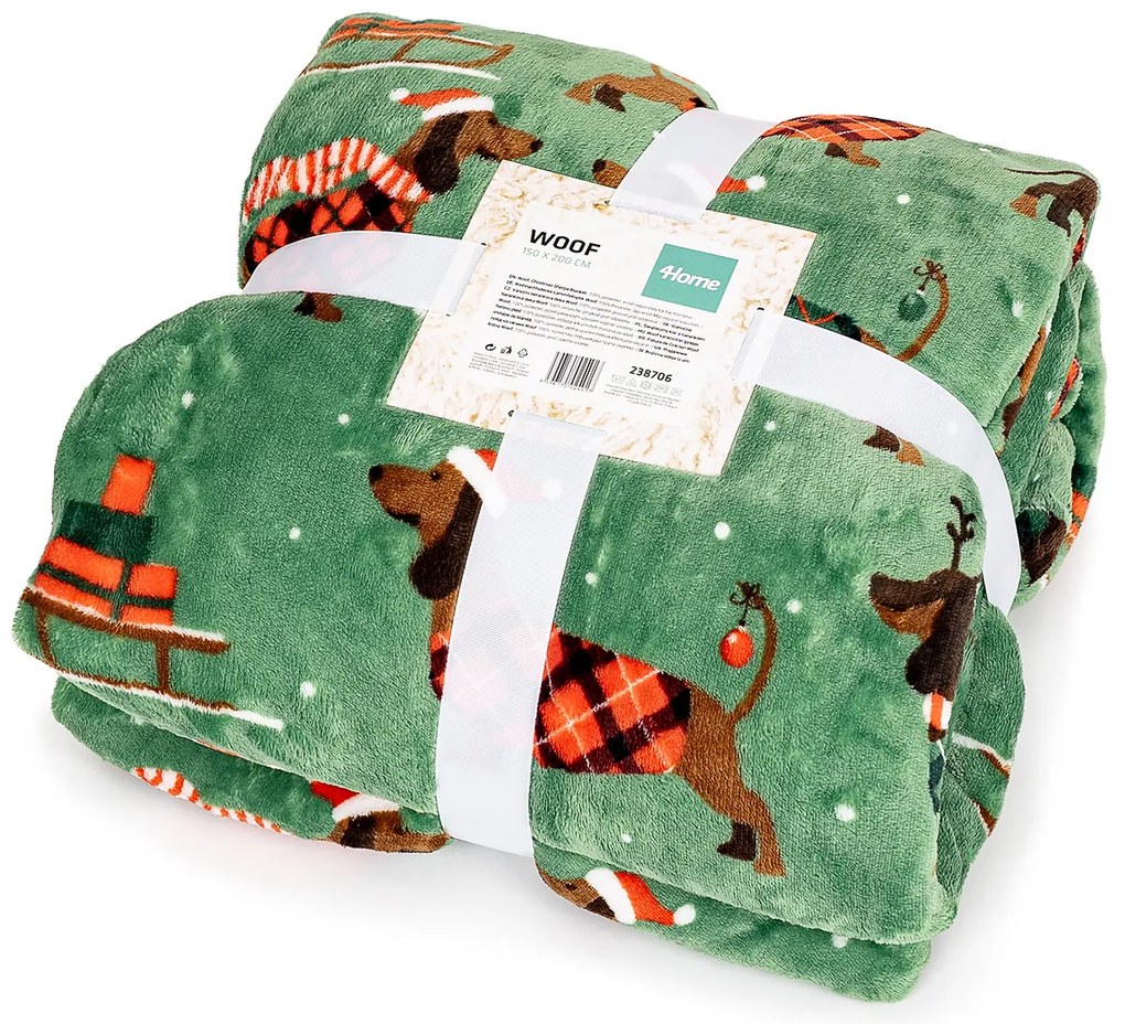 4Home Świąteczny koc z barankiem Woof, 150 x 200 cm