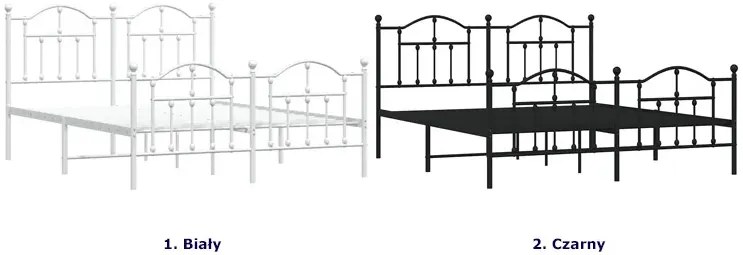 Białe metalowe łóżko małżeńskie 140x200 cm - Azos